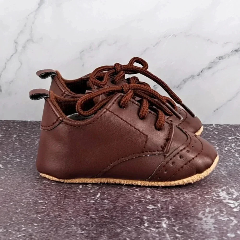 Little Treasure Infant Shoes - Boy's Dress Up Wingtip Brown - Sz 0-6 Months - Picture 6 of 8